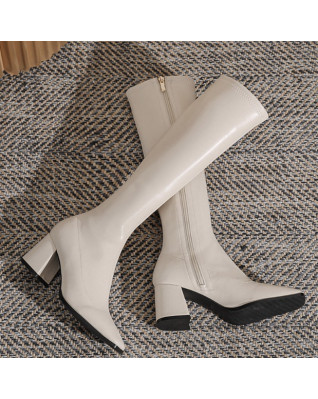 Winter Square Head Thick Heel Long Chivalry Modern Boots Fashion Over Knee Side Zipper High Heel Warm Shoe for Women