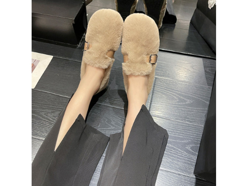 Women Flats Platform Shoes Plus Velvet Keep Warm Buckle Strap Accessories Cross Fluffy Faux Fur 2023 New Fashion Winter Women Flats Platform Shoes Plus Velvet Keep Warm Buckle Strap Accessories Cross Fluffy Faux Fur 2023 New Fashion Winter