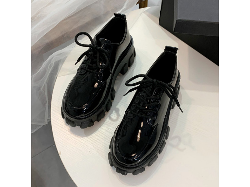 Chunky Sneakers Platform Shoes for Women's Leather Black Lace Mary Janes Casual Korean Style 2023 New Fashion Spring Autumn Chunky Sneakers Platform Shoes for Women's Leather Black Lace Mary Janes Casual Korean Style 2023 New Fashion Spring Autumn