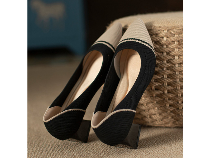 Color Matching Cotton Fabric Knitting Small Fragrance Women's Shoes 2023 New Fashion Casual Bohemian High Heels Women Pumps Color Matching Cotton Fabric Knitting Small Fragrance Women's Shoes 2023 New Fashion Casual Bohemian High Heels Women Pumps