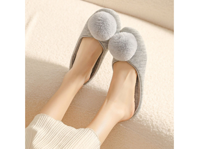 Cute Cross Fluffy Women Home Cotton Shoes Plush Ball Gray Concise Comf ortable Flat I ndoor Floor Women's Slippers Winter Cute Cross Fluffy Women Home Cotton Shoes Plush Ball Gray Concise Comf ortable Flat I ndoor Floor Women's Slippers Winter