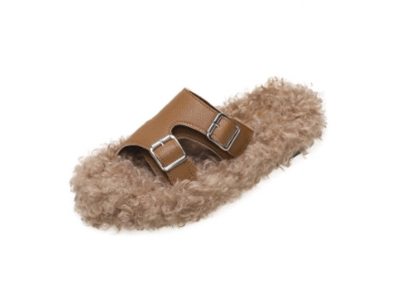 Faux Fur Plush Shoes Belt Buckle Access ories Autumn Winter Flat Indoor Floor Casual Cross Fluffy Warm Furry Slippers Faux Fur Plush Shoes Belt Buckle Access ories Autumn Winter Flat Indoor Floor Casual Cross Fluffy Warm Furry Slippers