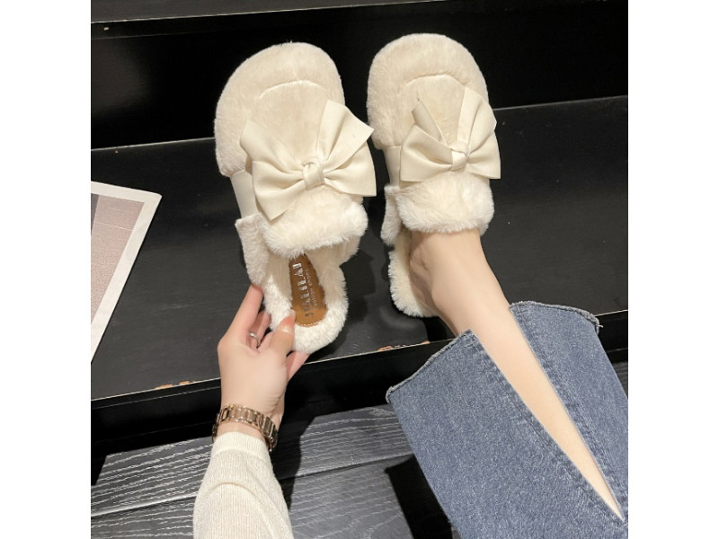 Winter Slippers Women Bow Accessories Fashion Cross Fluffy Fur Slipper Home Cotton Platform Flat Indoor Floor Shoes 2023 New Winter Slippers Women Bow Accessories Fashion Cross Fluffy Fur Slipper Home Cotton Platform Flat Indoor Floor Shoes 2023 New